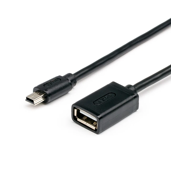 Кабель интерфейсный ATcom USB 0.1 м (mini<=>Af OTG) AT2822 USB Type A - USB Type B mini