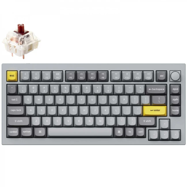 Клавиатура Keychron Grey Knob Brown Switch RGB Hot-Swap Gateron G pro Mechanical Q1N3_Keychron (Проводная)