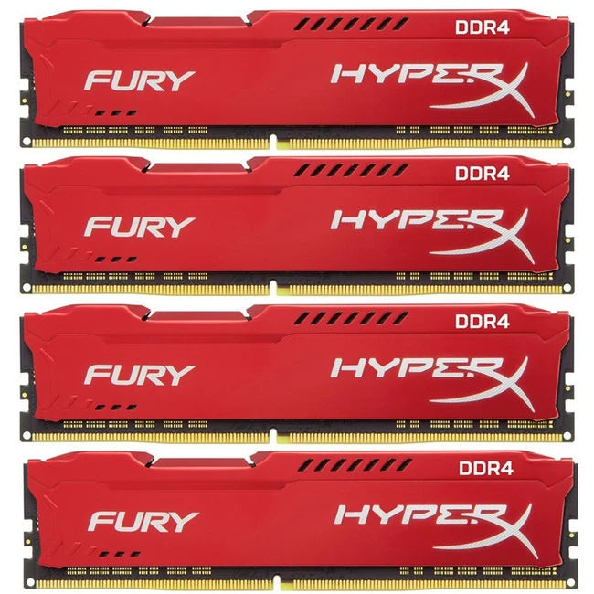 ОЗУ Kingston HyperX FURY Red HX424C15FRK4/64 (DIMM, DDR4, 64 Гб (4 х 16 Гб), 2400 МГц)