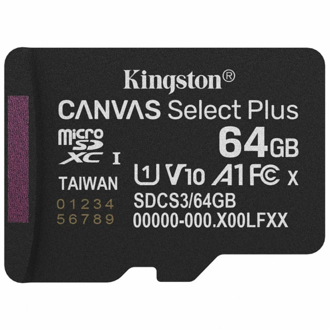 Флеш (Flash) карты Kingston Canvas Select Plus A1 U1 V10 SDCS3/64GBSP (64 ГБ)