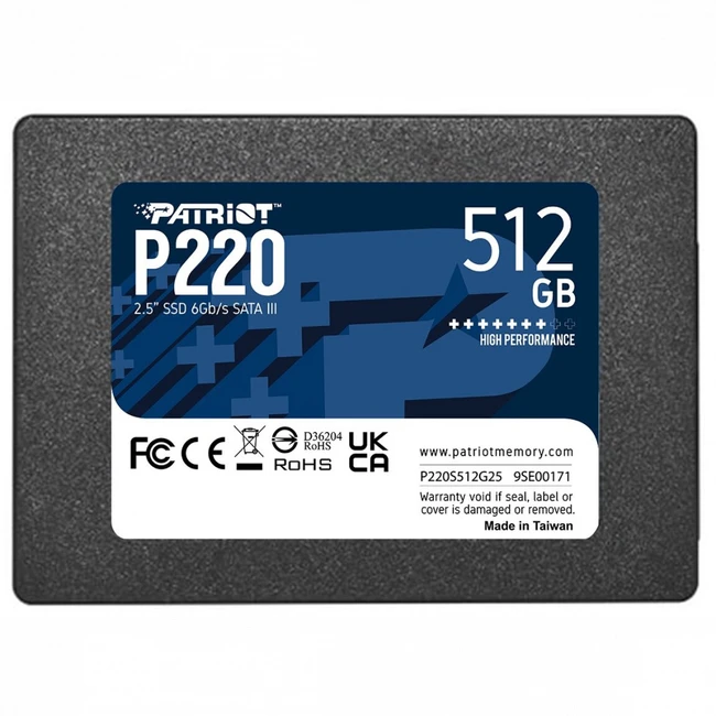 Внутренний накопитель Patriot P220 P220S512G25 SSD (твердотельные), 512 ГБ, 2.5 дюйма, SATA