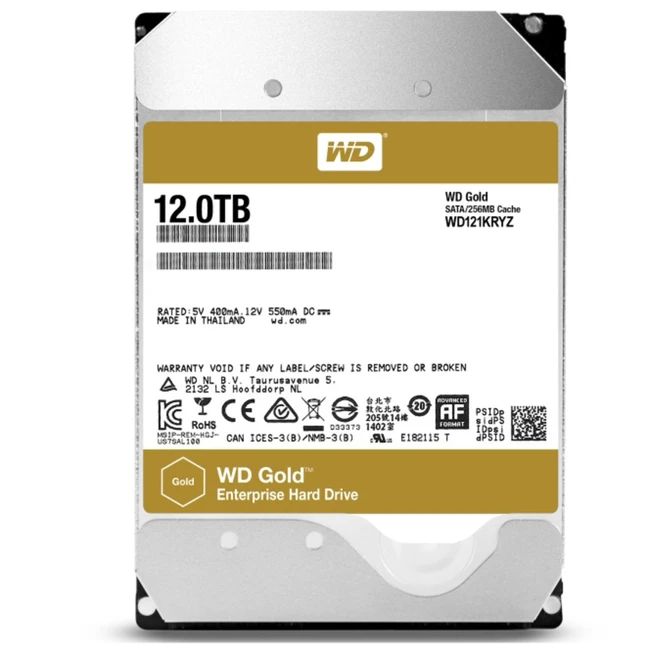 Жесткий диск Western Digital Gold WD121KRYZ HDD (классические), 12 ТБ, 3.5 дюйма, SATA