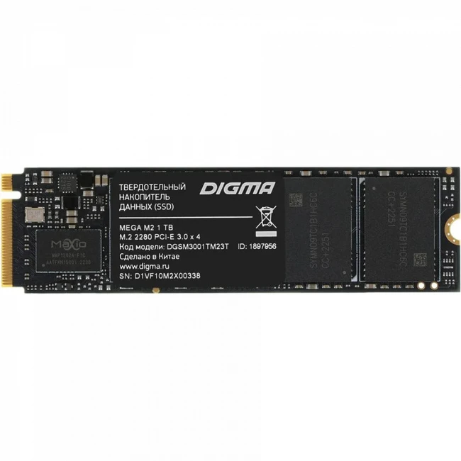 Жесткий диск Digma Mega M2 DGSM3001TM23T SSD (твердотельные), 1 ТБ, M.2, PCIe