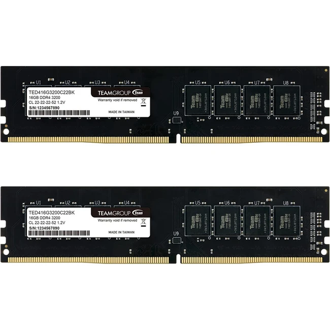 ОЗУ Team Group ELITE TED432G3200C22DC02 (DIMM, DDR4, 32 Гб (2 х 16 Гб), 3200 МГц)