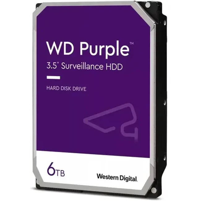 Жесткий диск Western Digital Purple Surveillance WD64PURZ HDD (классические), 6 ТБ, 3.5 дюйма, SATA