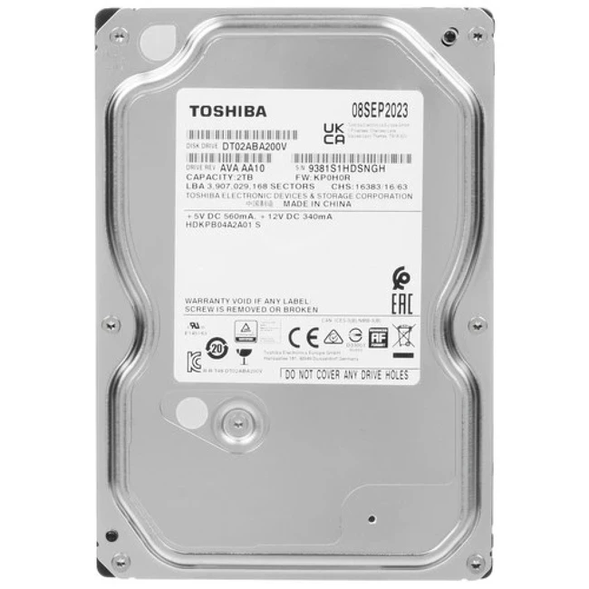 Жесткий диск Toshiba DT02ABA200V HDD (классические), 2 ТБ, 3.5 дюйма, SATA