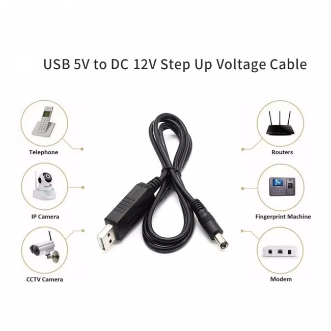 Кабель питания NO NAME Кабель повышения напряжения c 5V до 12V USB to DC5521 0014164