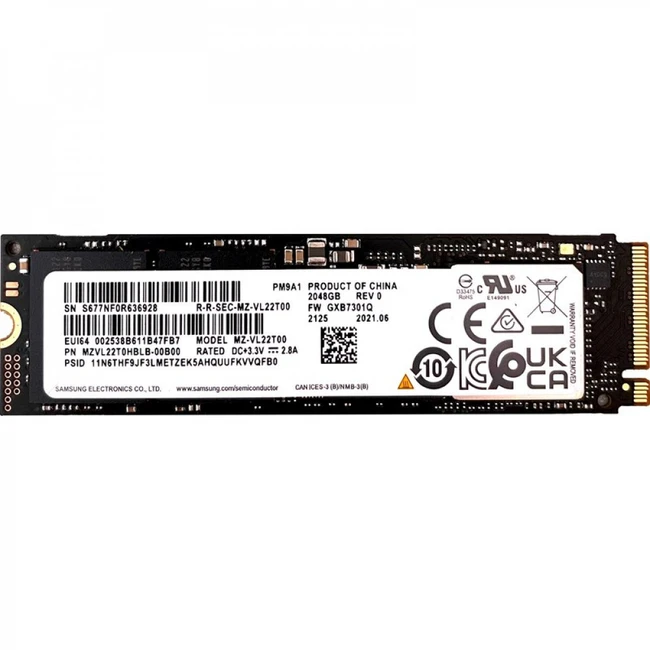 Жесткий диск Samsung PM9A1 MZVL22T0HDLB-00B07 SSD (твердотельные), 2 ТБ, M.2, PCIe