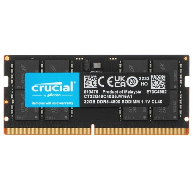 ОЗУ Crucial CT32G48C40S5 SO-DIMM, DDR5, 32 Гб, 4800 МГц