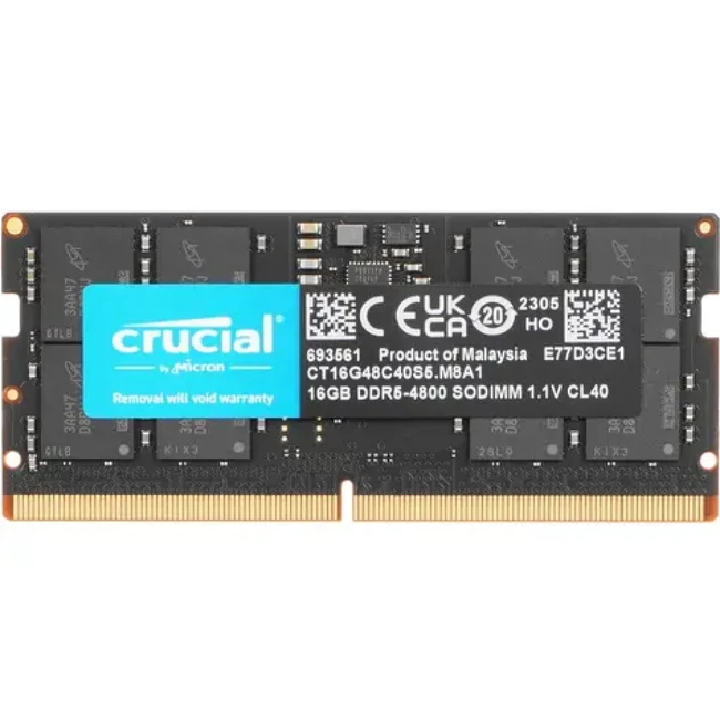 ОЗУ Crucial CT16G48C40S5 (SO-DIMM, DDR5, 16 Гб, 4800 МГц)