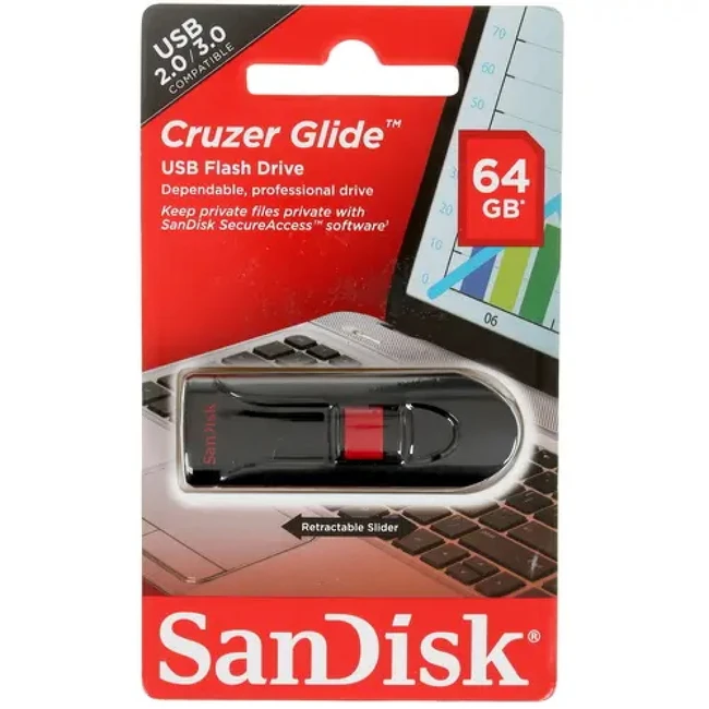 USB флешка (Flash) SanDisk Cruzer Glide [SDCZ60-064G-B35] (64 ГБ)