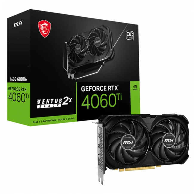 Видеокарта MSI GeForce RTX 4060 Ti VENTUS 2X BLACK OC 4060TI VEN 2X BL 16G OC (16 ГБ)