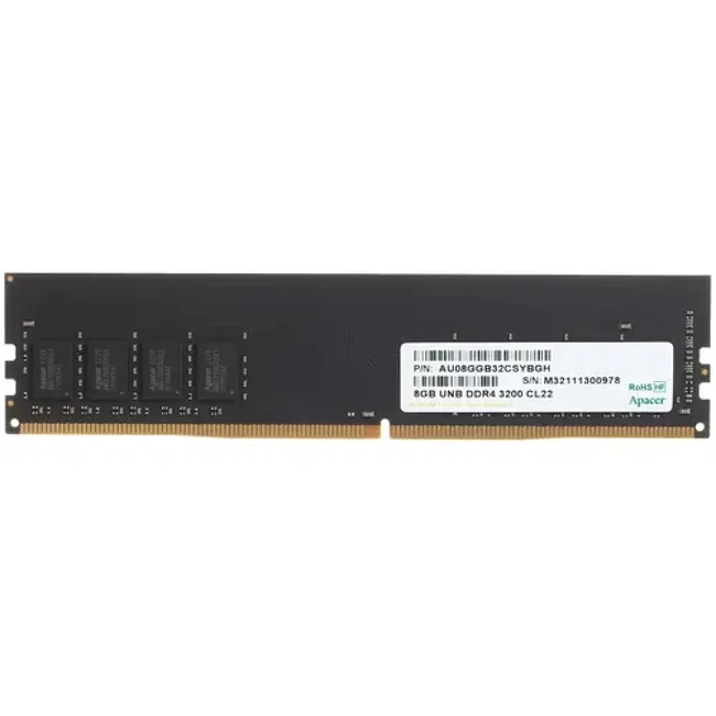 ОЗУ Apacer EL.08G21.GSH AU08GGB32CSYBGH/EL.08G21.GSH DIMM, DDR4, 8 Гб, 3200 МГц