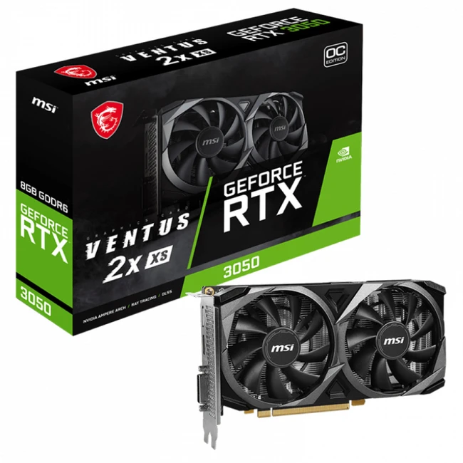 Видеокарта MSI GeForce RTX 3050 VENTUS 2X XS OC GeForce RTX 3050 VENTUS 2X XS 8G (8 ГБ)