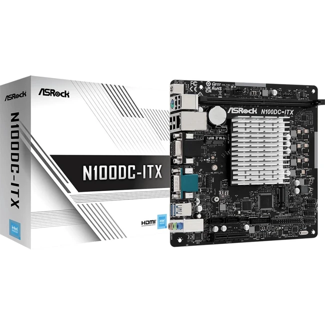 Материнская плата ASRock N100DC-ITX, RTL Mini-ATX, С интегрированным процессором