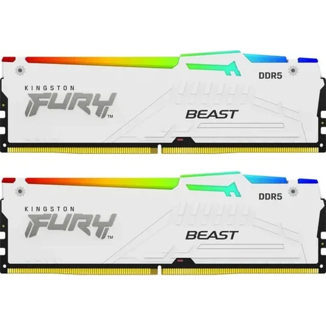 ОЗУ Kingston Fury Beast RGB White KF552C40BWAK2-64 DIMM, DDR5, 64 Гб (2 х 32 Гб), 5200 МГц