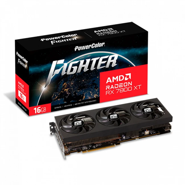 Видеокарта PowerColor Fighter Radeon RX 7800 XT RX7800XT 16G-F/OC (16 ГБ)