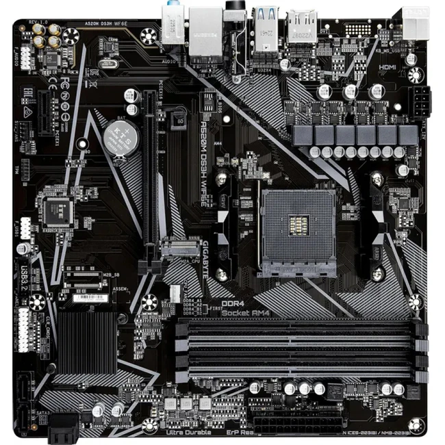 Материнская плата Gigabyte A520M DS3H WF6E Micro-ATX, AMD AM4