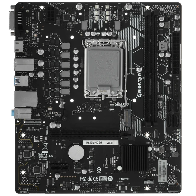 Материнская плата BIOSTAR H610MHD D5 Micro-ATX, LGA 1700