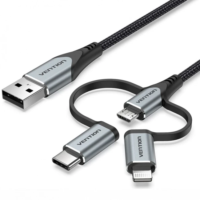 Кабель интерфейсный Vention CQJHF (USB Type A - USB Type B micro - Lightning (8pin) - USB Type C)