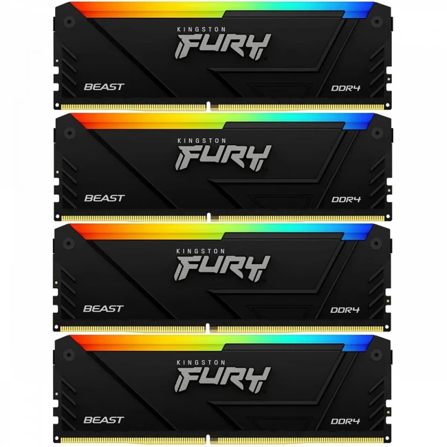 ОЗУ Kingston Fury Beast KF436C18BB2AK4/64 DIMM, DDR4, 64 Гб (4 х 16 Гб), 3600 МГц
