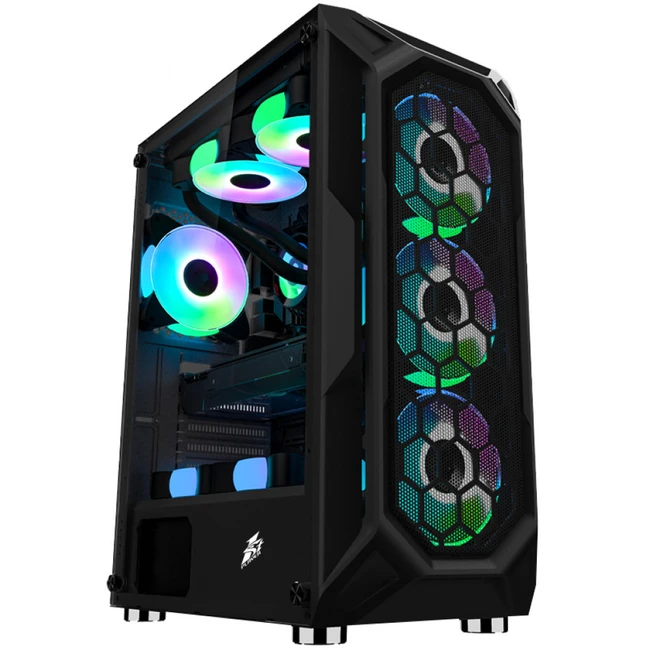 Корпус 1STPLAYER FIREBASE X6 Черный X6-BK-4F2C3 (Игровые, Mid-Tower)