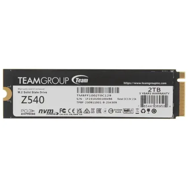 Жесткий диск Team Group T-FORCE CARDEA Z540 TM8FF1002T0C129 SSD (твердотельные), 2 ТБ, M.2, PCIe