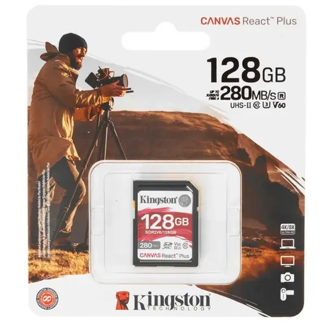 Флеш (Flash) карты Kingston Canvas React Plus V60 SDR2V6/128GB (128 ГБ)