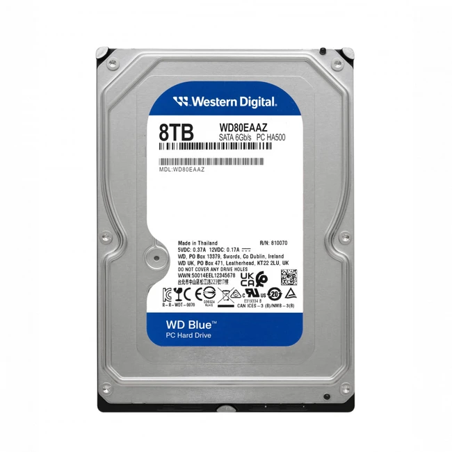 Жесткий диск Western Digital Blue WD80EAAZ HDD (классические), 8 ТБ, 3.5 дюйма, SATA