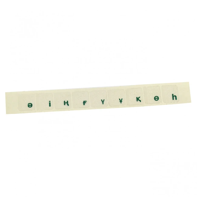 Аксессуар для ПК и Ноутбука NO NAME Наклейки на клавиатуру (прозрачная основа - зеленые буквы, казахские) 00000083398 (Наклейки на клавиатуру)