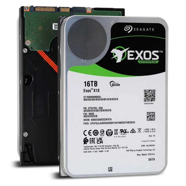 Внутренний жесткий диск Seagate Exos X18 ST16000NM000J. (SSD (твердотельные), 16 ТБ, 3.5 дюйма, SATA)