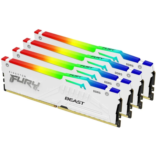 ОЗУ Kingston Fury Beast White RGB KF560C40BWAK4-64 (DIMM, DDR5, 64 Гб (4 х 16 Гб), 6000 МГц)
