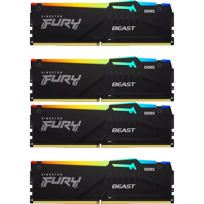 ОЗУ Kingston FURY Beast RGB XMP 128GB KF552C40BBAK4-128 DIMM, DDR5, 128 Гб (4 х 32 Гб), 5200 МГц