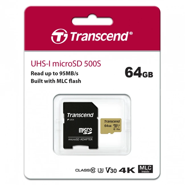 Флеш (Flash) карты Transcend TS64GUSD500S (64 ГБ)