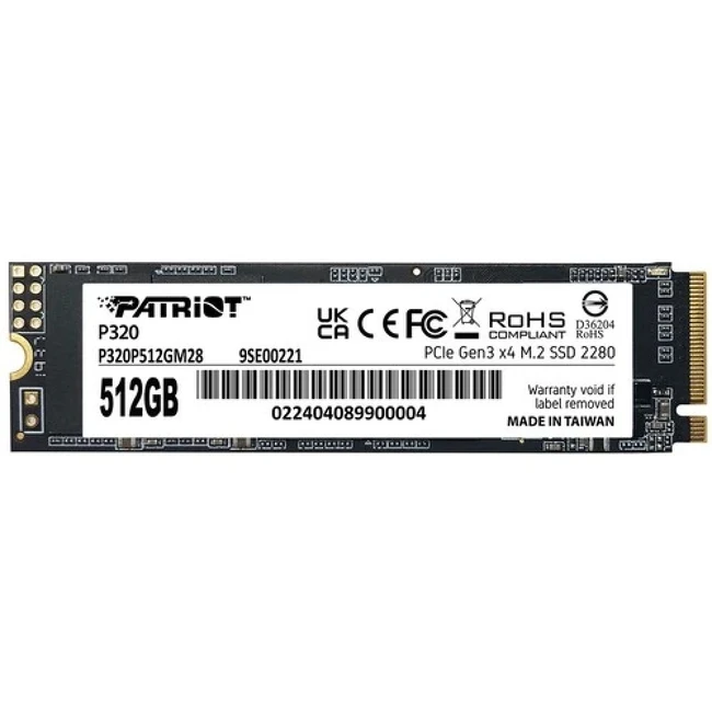 Внутренний жесткий диск Patriot P320 P320P512GM28 (SSD (твердотельные), 512 ГБ, M.2, PCIe)
