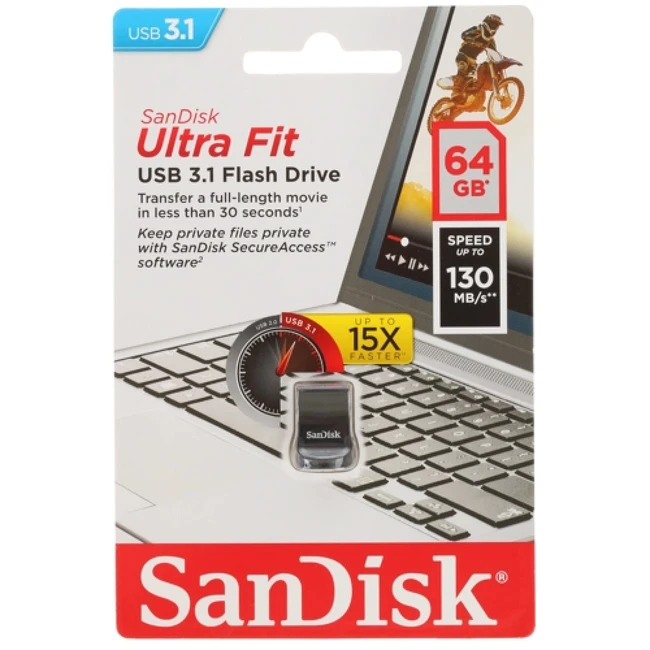 USB флешка (Flash) SanDisk Ultra Fit [SDCZ430-064G-G46] 64 ГБ