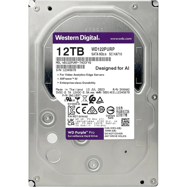 Жесткий диск Western Digital WD122PURP SSD (твердотельные), 12 ТБ, 3.5 дюйма, SATA
