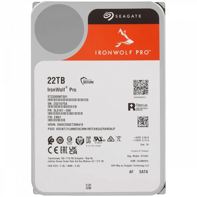 Серверный жесткий диск Seagate IronWolf Pro (ST22000NT001) 3,5 LFF, 22 ТБ, SATA