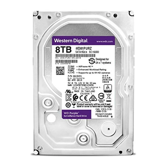 Жесткий диск Western Digital Purple WD81PURZ HDD (классические), 8 ТБ, 3.5 дюйма, SATA