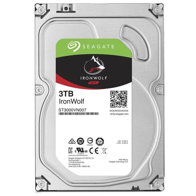 Жесткий диск Seagate IronWolf NAS 3TB SATA 3.5" 5900RPM 64Mb ST3000VN007 HDD (классические), 3 ТБ, 3.5 дюйма, SATA
