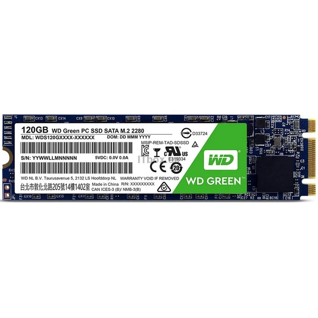 Внутренний жесткий диск Western Digital SSD Green 120GB SATA M.2 WDS120G1G0B (120 ГБ, 2.5 дюйма, SATA)