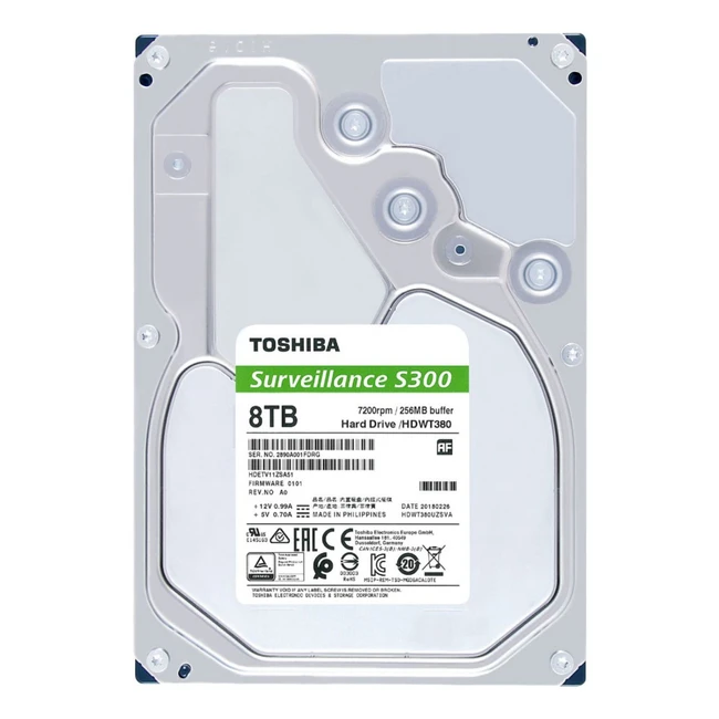 Внутренний жесткий диск Toshiba S300 HDWT380UZSVA (HDD (классические), 8 ТБ, 3.5 дюйма, SATA)
