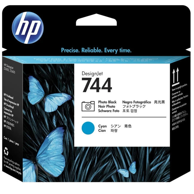 Струйный картридж HP 744, Печатающая головка HP DesignJet, Черная для фотопечати/Голубая F9J86A