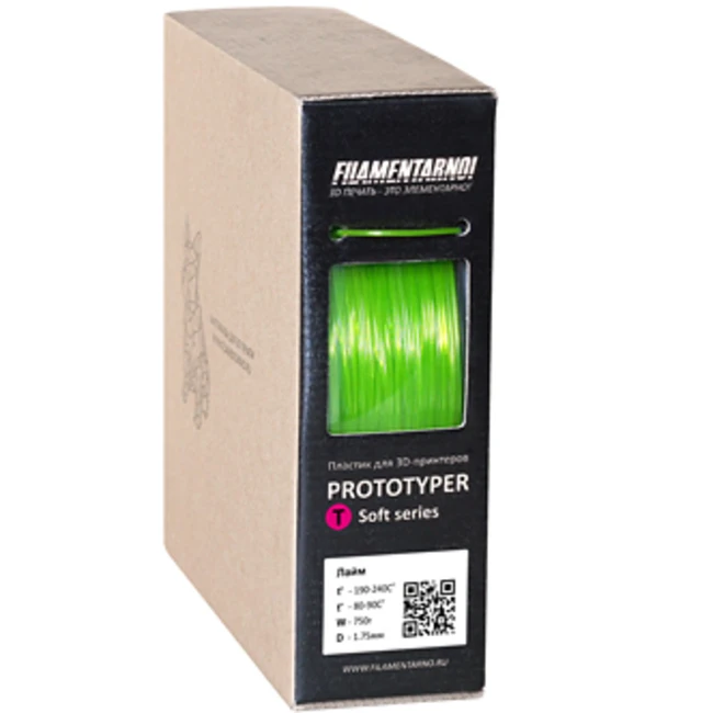 Расходный материалы для 3D-печати Filamentarno! 3D Prototyper T-Soft пластик Filamentarno! лайм/1.75мм/750гр PTS175Л750