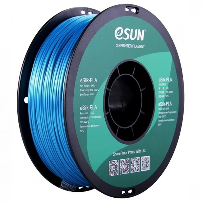 Расходный материалы для 3D-печати ESUN eSilk-PLA Cyan/голубой/1.75mm/1kg/roll 3D eSilk-PLA_Cyan