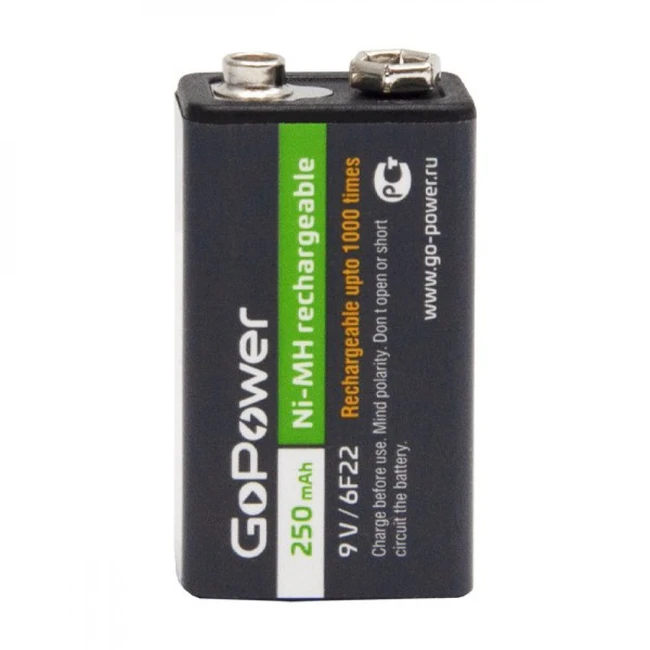 Батарейка GoPower 6F22 BL1 NI-MH 9V 250mAh 00-00017020