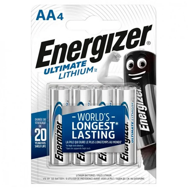 Батарейка Energizer Ultimate FR6 AA BL4 Lithium 1.5V E301535300