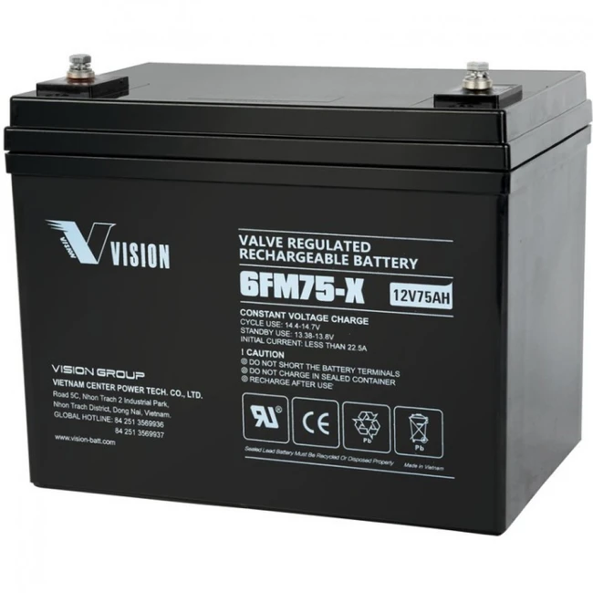 Сменные аккумуляторы АКБ для ИБП VISION 6FM75-X 6FM75-X 12V75AH (12 В)