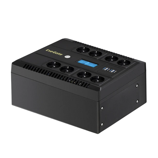 Источник бесперебойного питания ExeGate LHB-1000.LCD.AVR.8SH.CH.RJ.USB 186842 Линейно-интерактивные, Напольный (Tower), 1000 ВА, 650 Вт