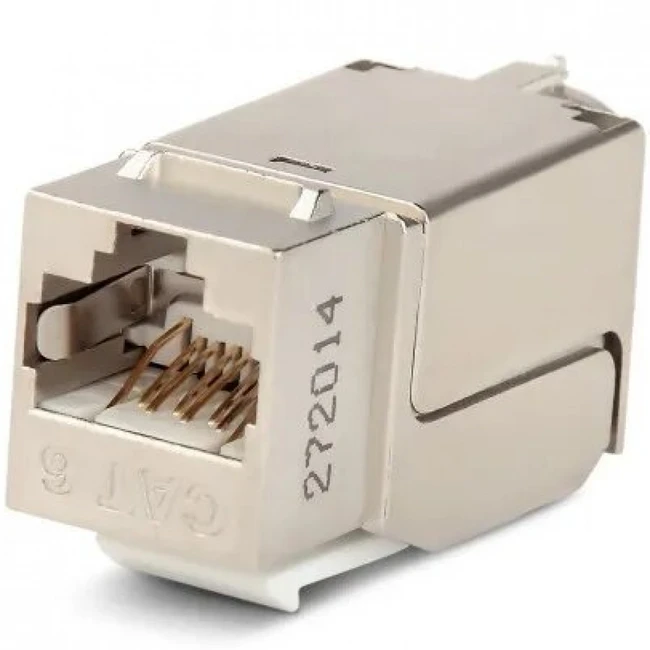 Коннектор Hyperline Вставка Keystone Jack RJ-45(8P8C) категория 6 экранированная KJNE-8P8C-C6-90-SH-F-WH